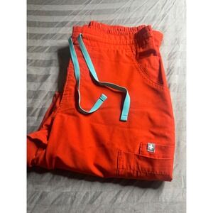 FIGS Technical Collection Scrub Pants Orange Teal Drawstring XS W21SW2018 po2078